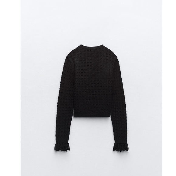 Zara knit with lace details black cardigan XS - Picture 5 of 5